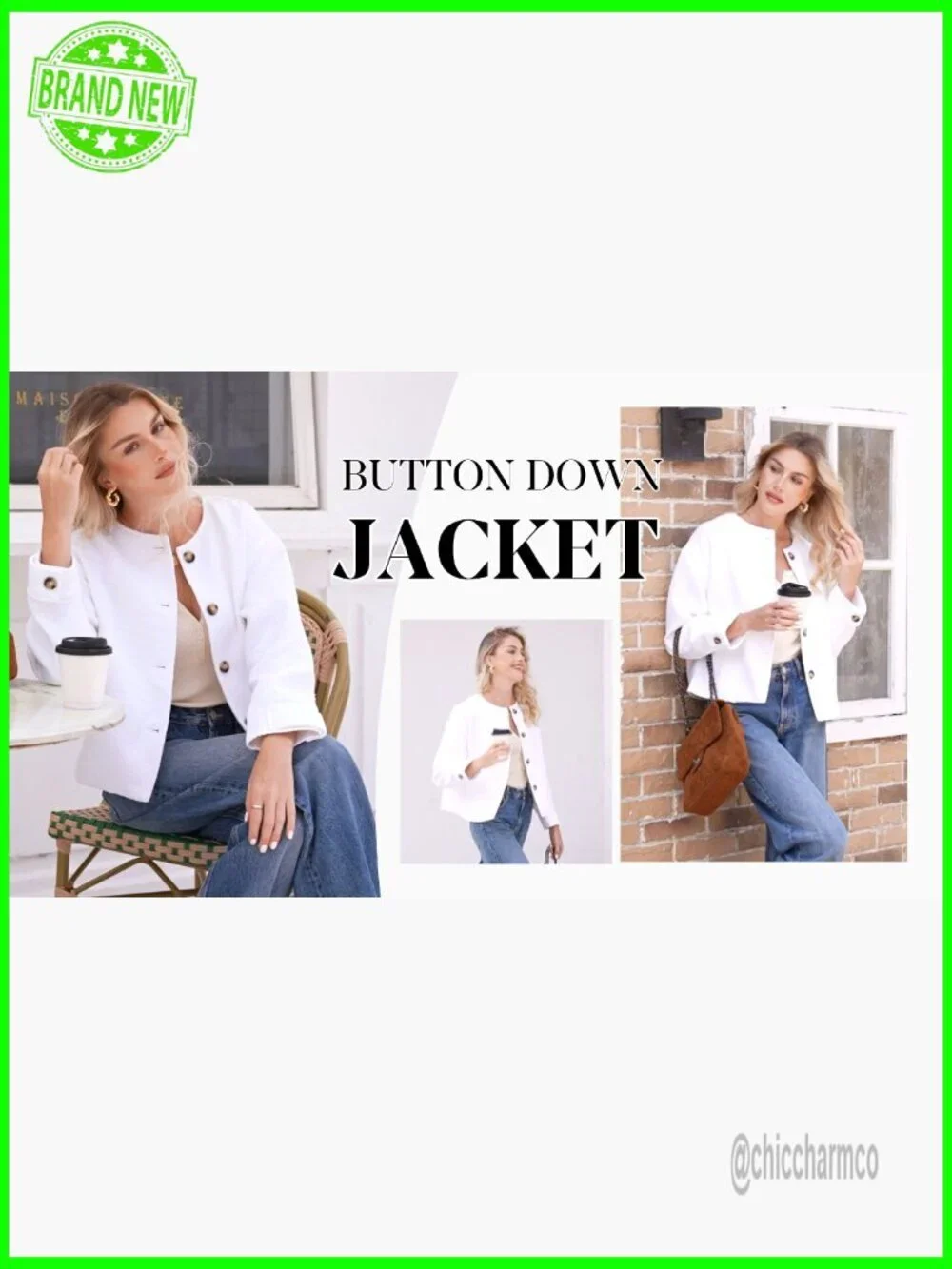 Women's Cropped Blazer Long Sleeve Button Down Casual Business Jacket with